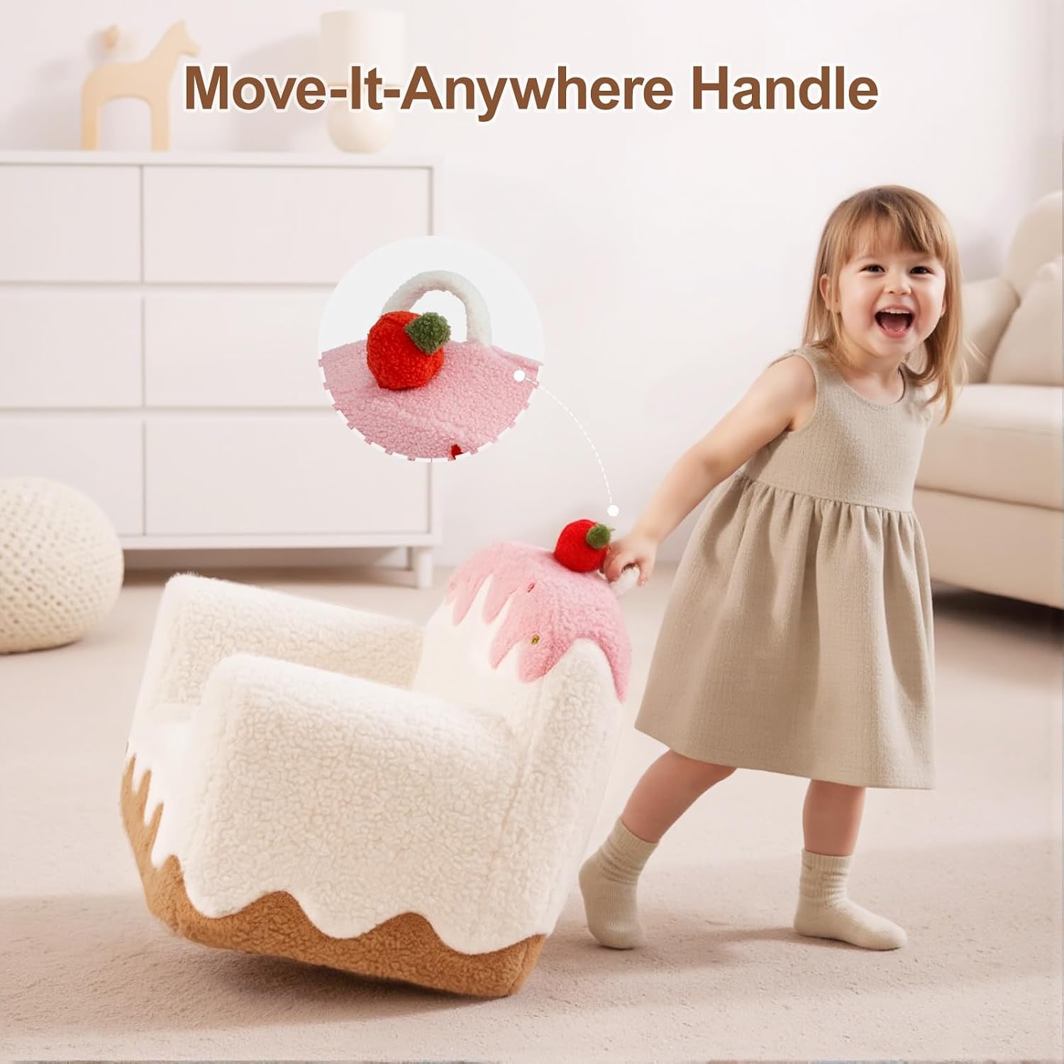 Sherpa Kids Sofa Chair with Book Pocket, detail view