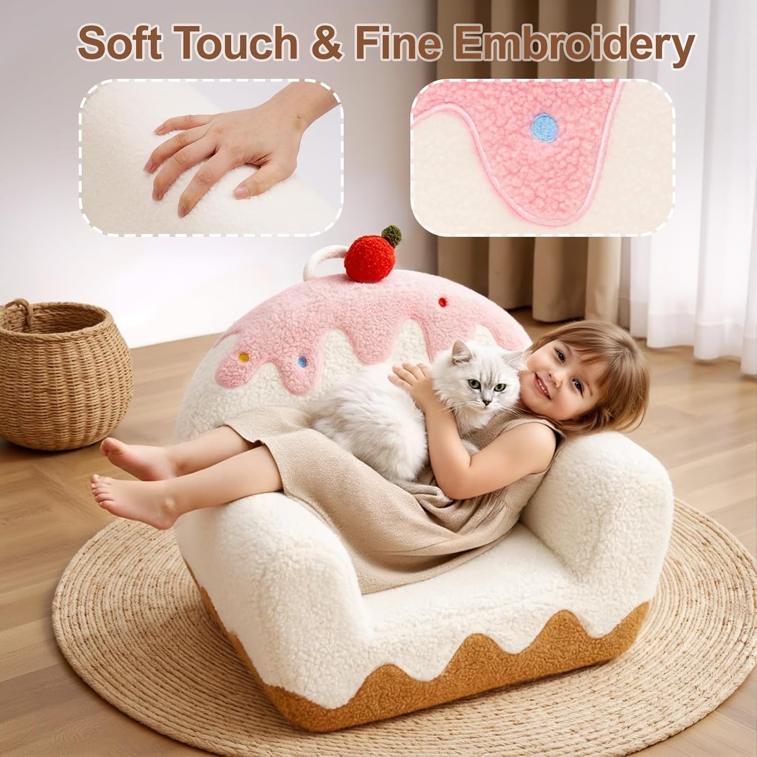 Sherpa Kids Sofa Chair with Book Pocket, detail view
